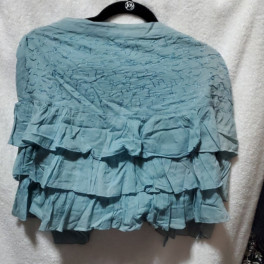 Blue Ruffled Tiered Mini Skirt